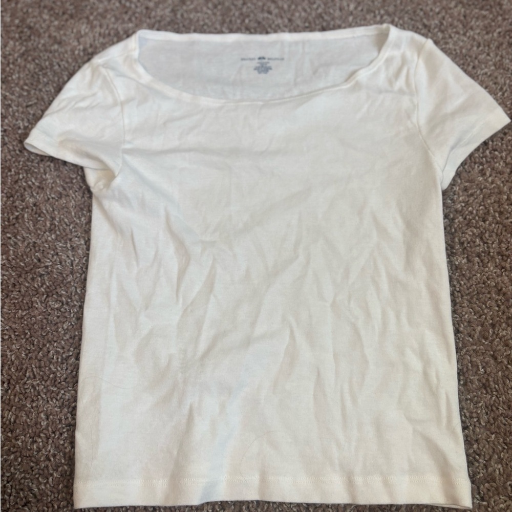 Brandy Melville White Scoop Neck Short Sleeve Tee